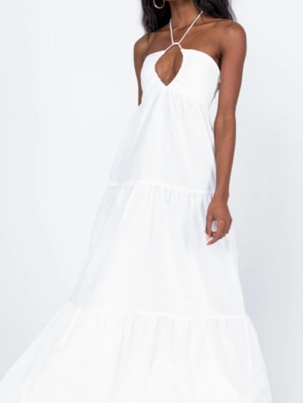 Princess Polly White Strapless Maxi Dress with Keyhole